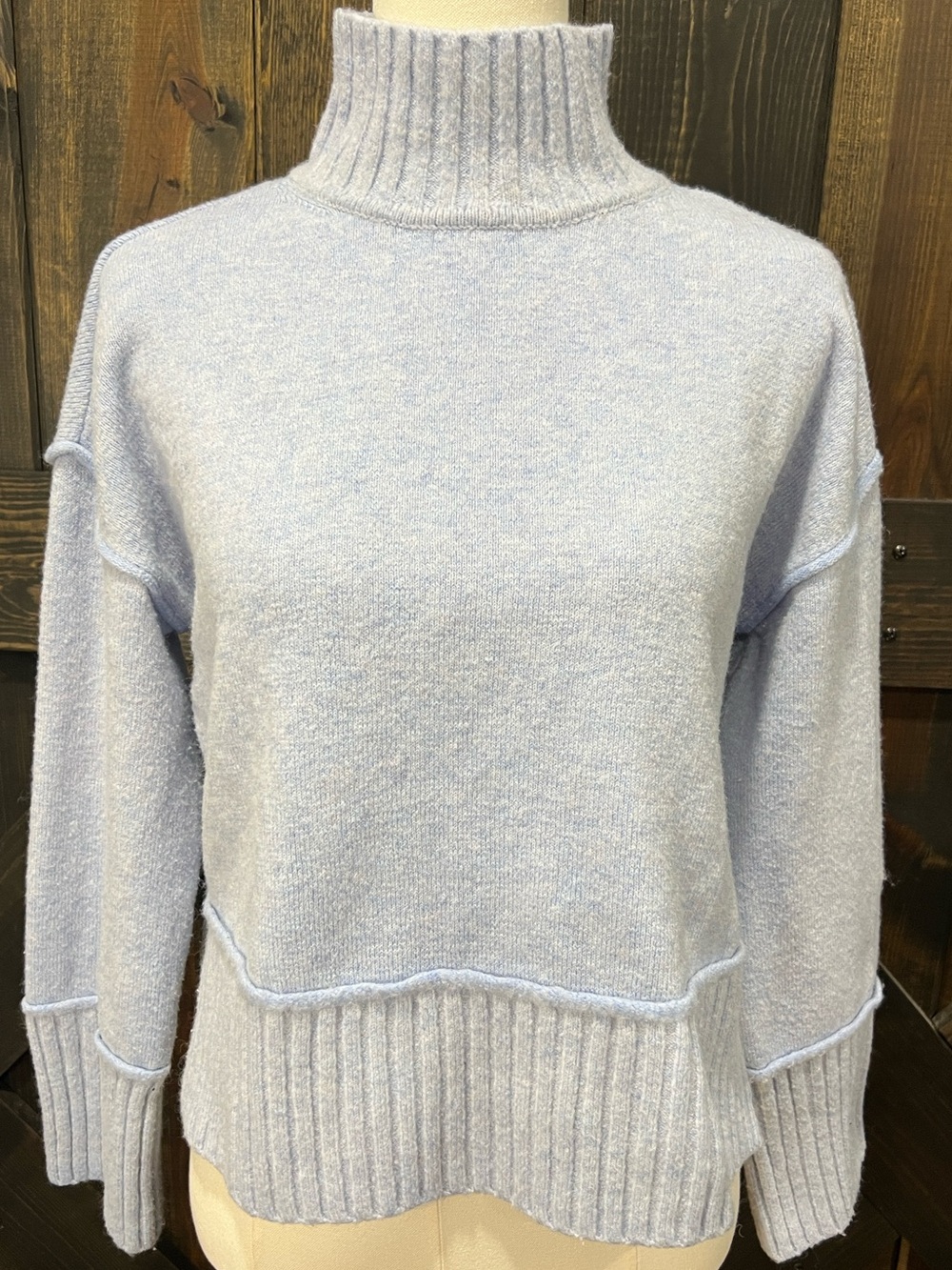 Anthropologie Oliver.o Baby Blue Wool Blend Oversized Cropped Sweater S Chunky